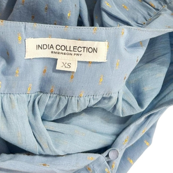 Emerson Fry Light Blue Metallic Dot Peasant Blouse - Picture 10 of 14